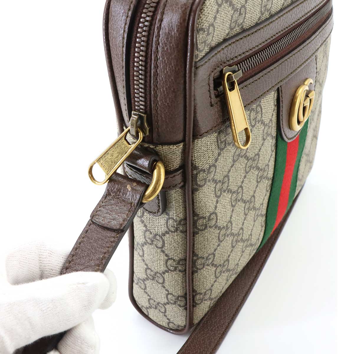 Ophidia Small Messenger Bag Leather Beige Brown Sherry 547926