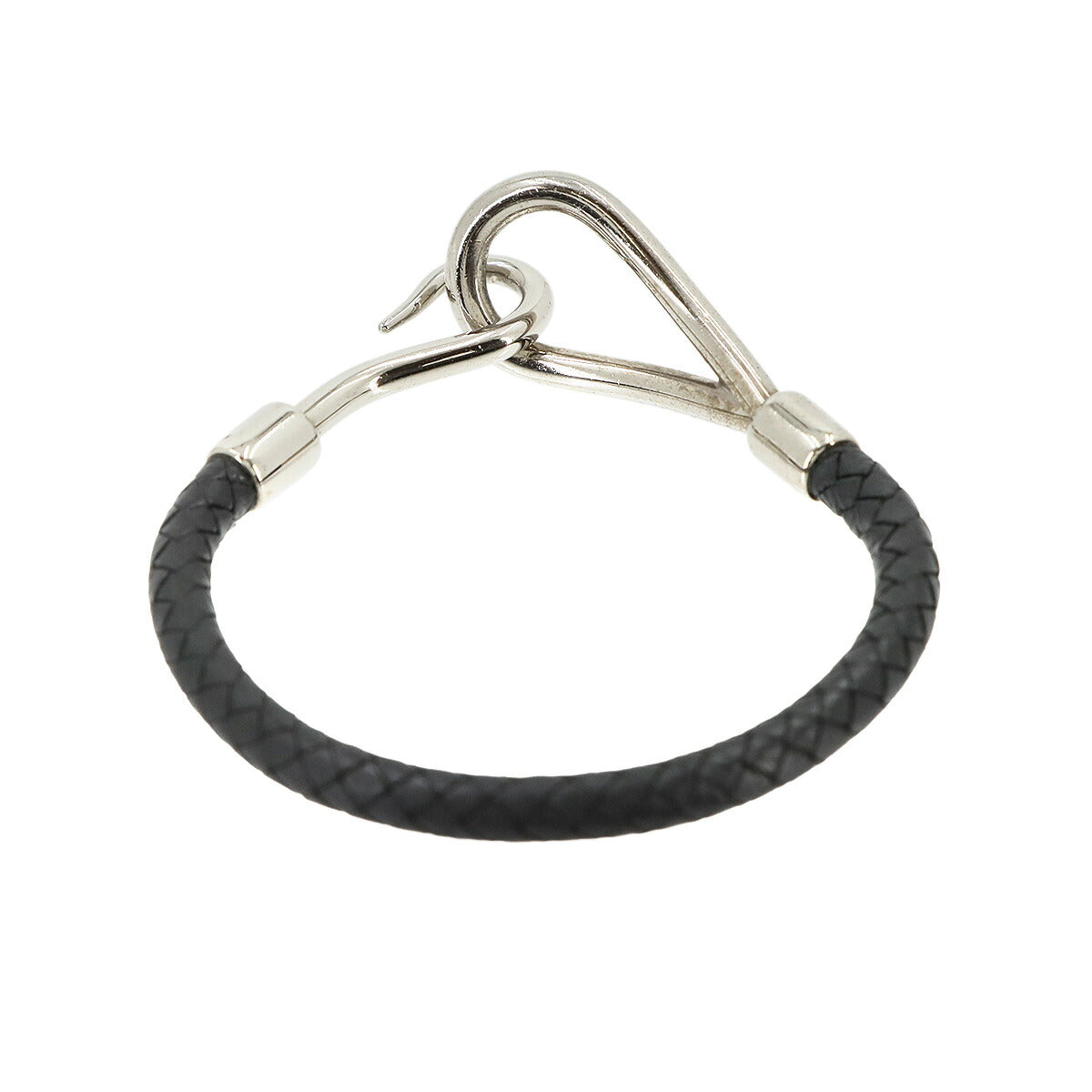 Jumbo H Bracelet Leather Black Silver Accessory