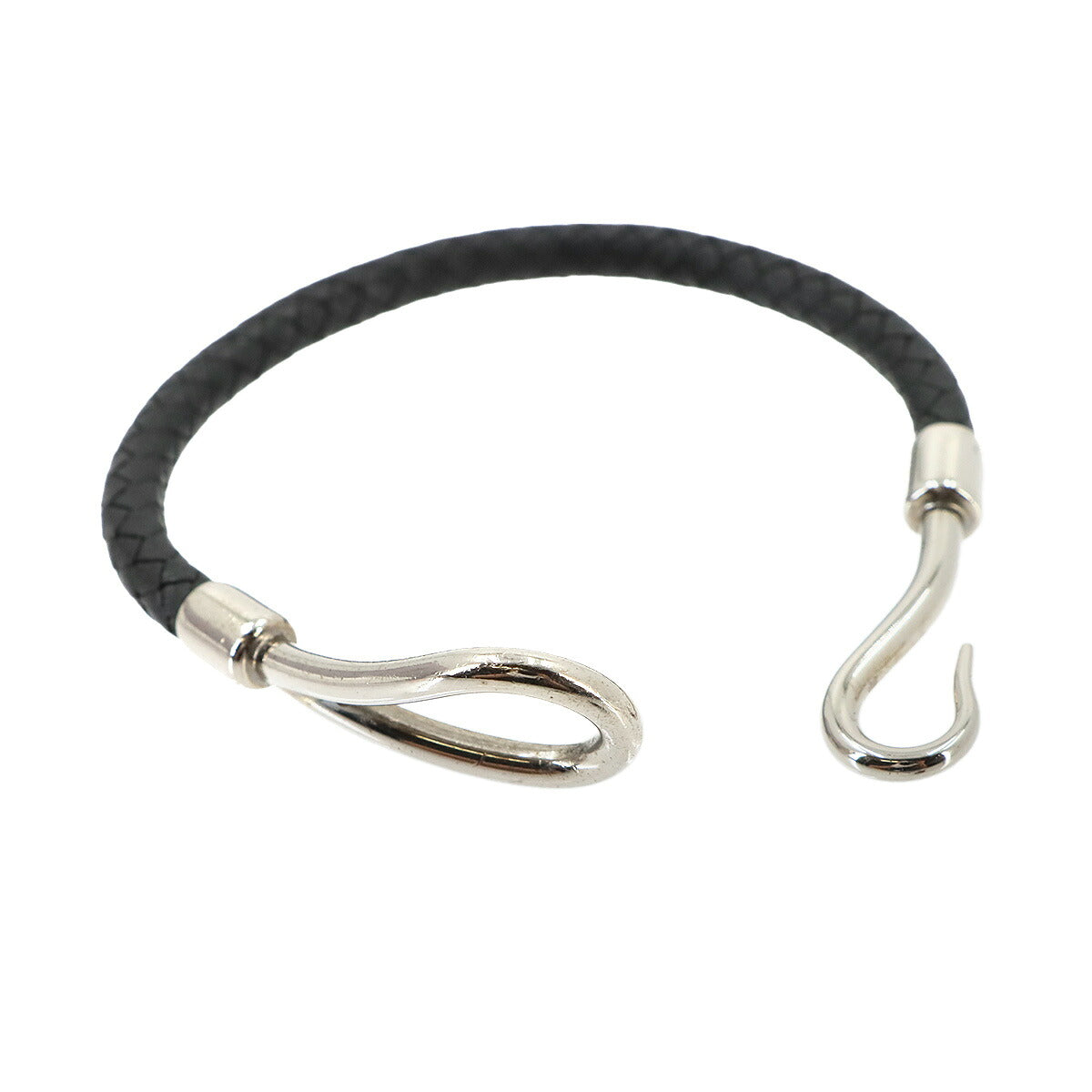 Jumbo H Bracelet Leather Black Silver Accessory