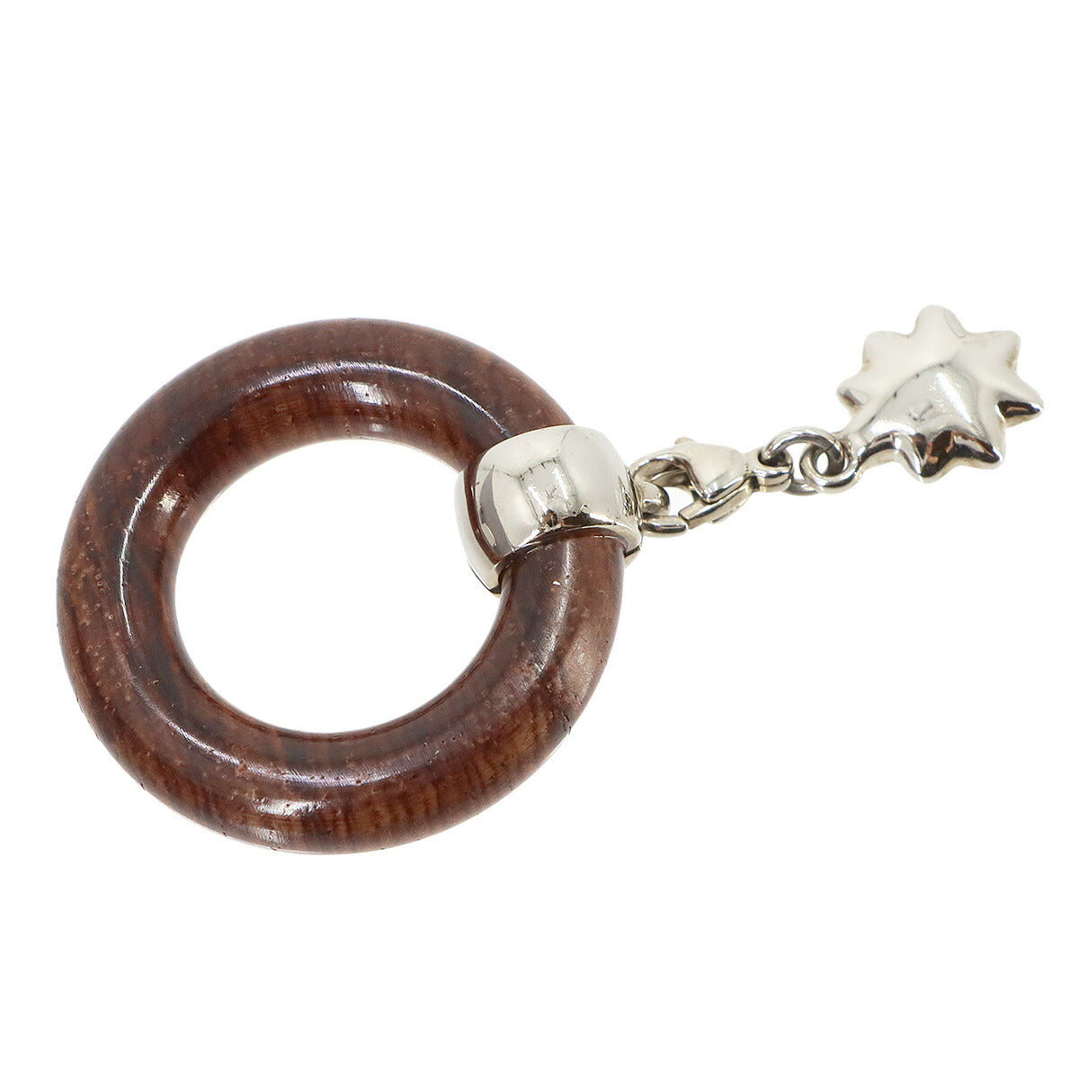 Scarf Ring Wood Dark Brown Silver Accessory