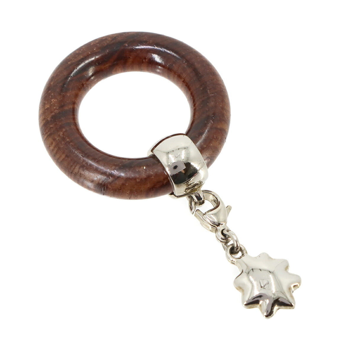Scarf Ring Wood Dark Brown Silver Accessory