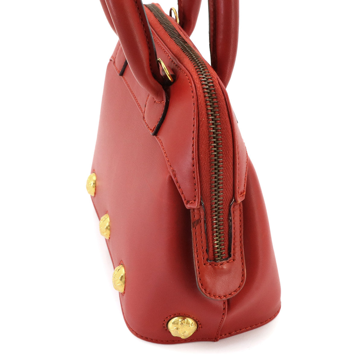 2way Hand Shoulder Bag Leather Red Purse