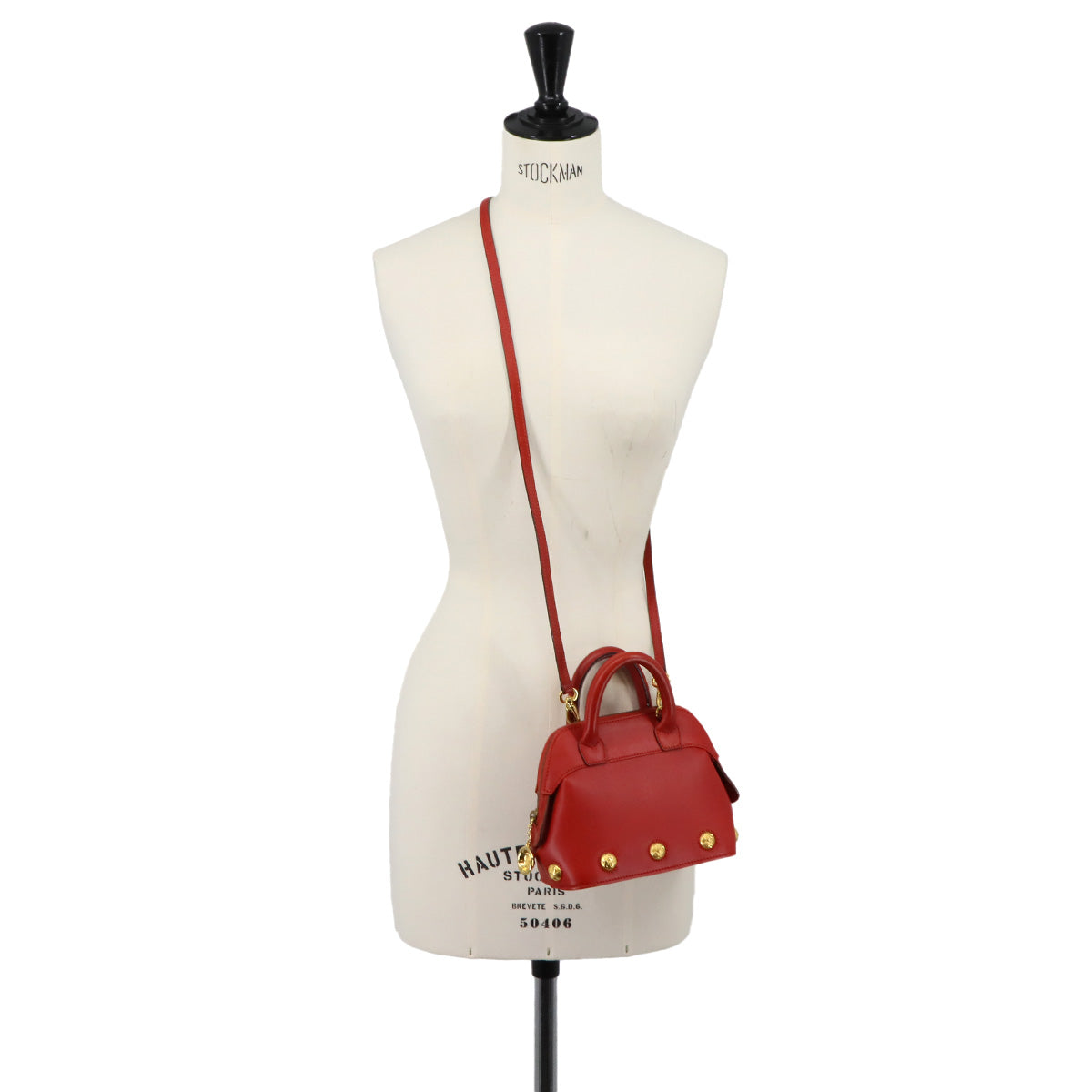 2way Hand Shoulder Bag Leather Red Purse