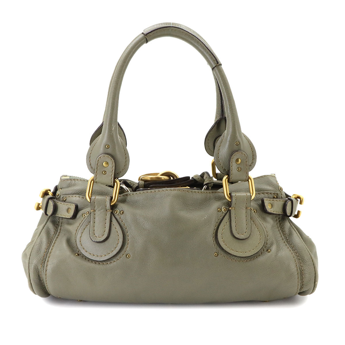 Paddington Hand Bag Leather Khaki Green Purse