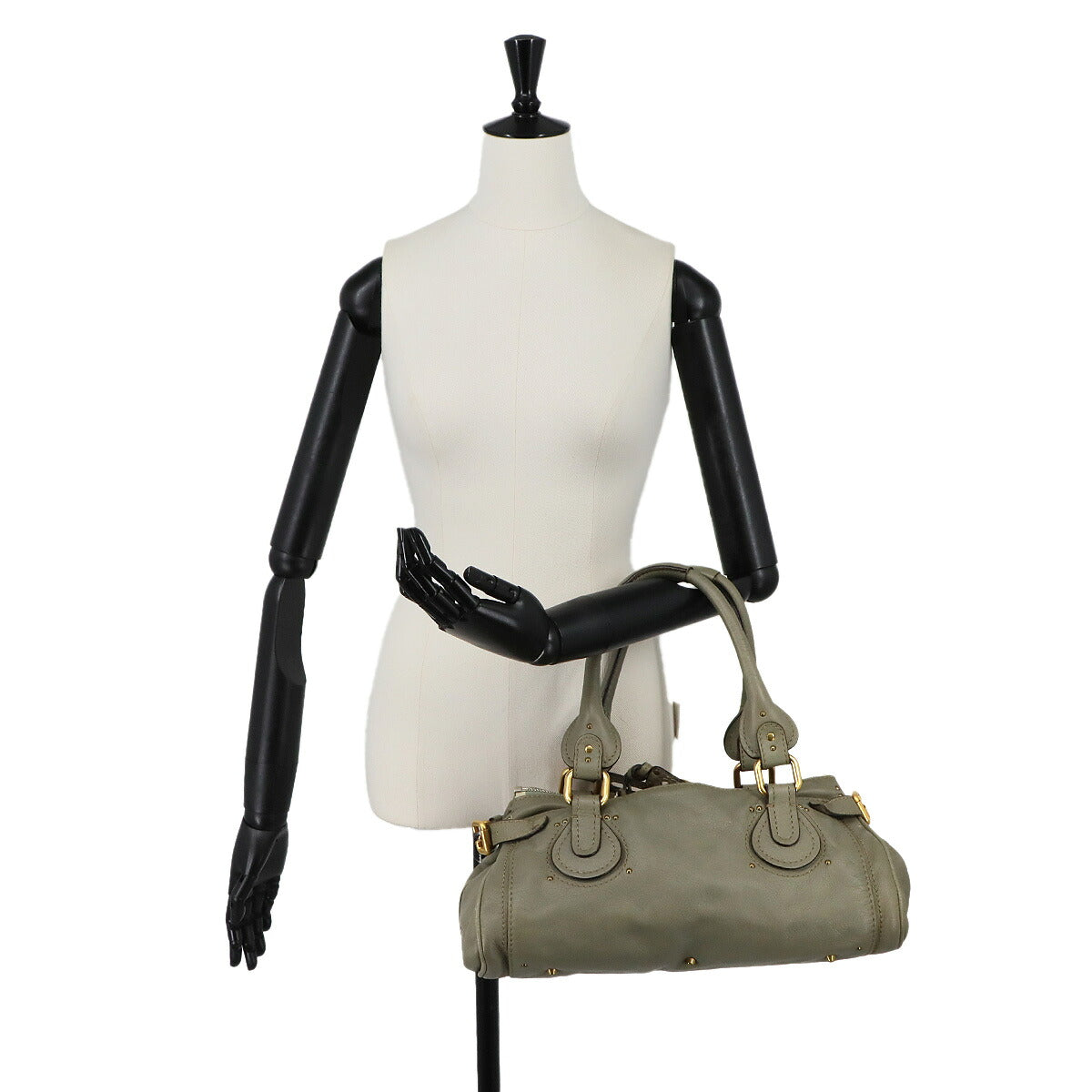 Paddington Hand Bag Leather Khaki Green Purse