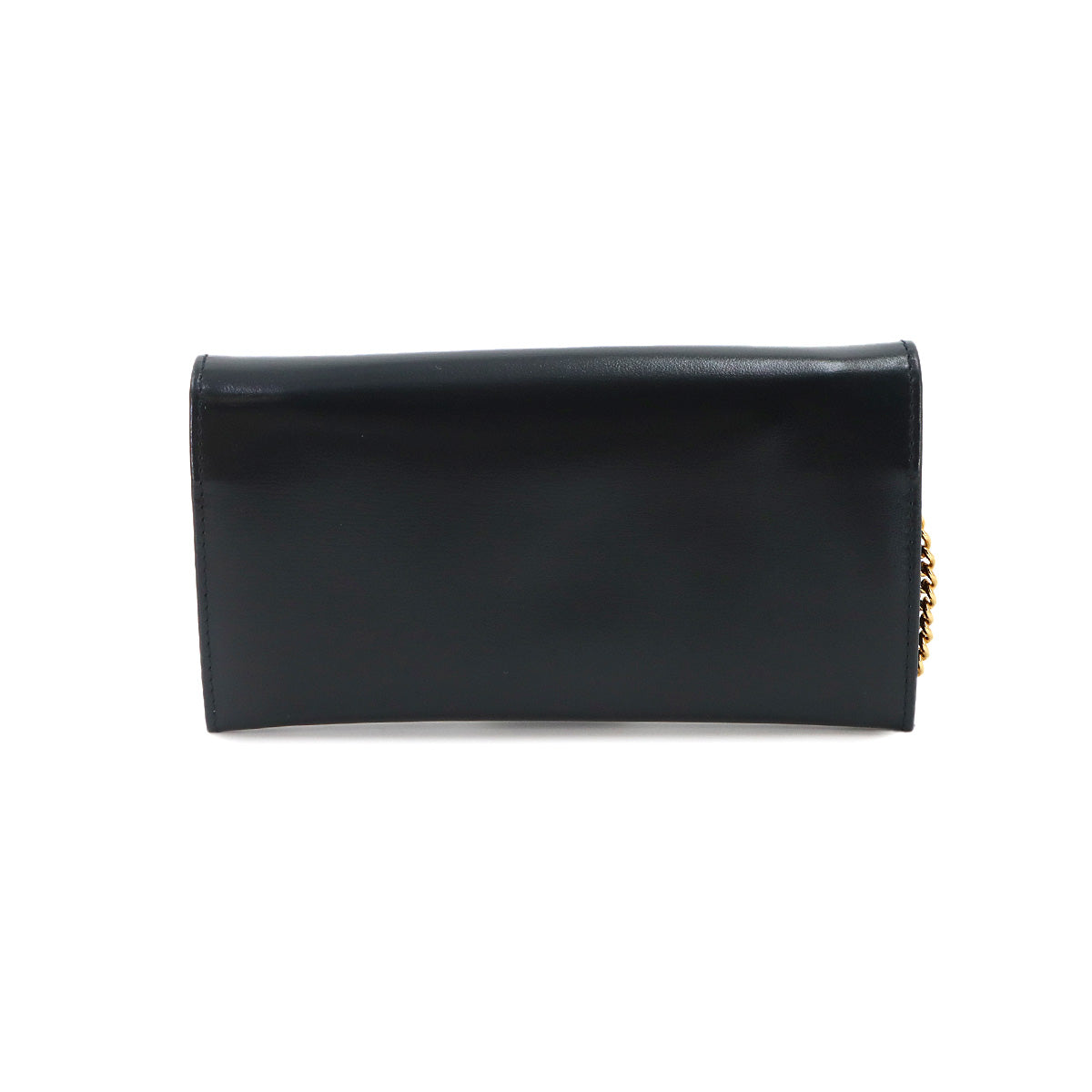 Coin Purse Case with Chain Leather Navy Vintage