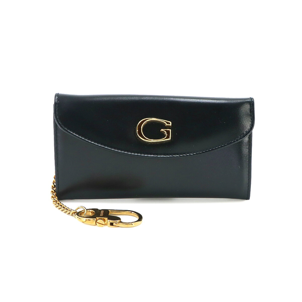 Coin Purse Case with Chain Leather Navy Vintage