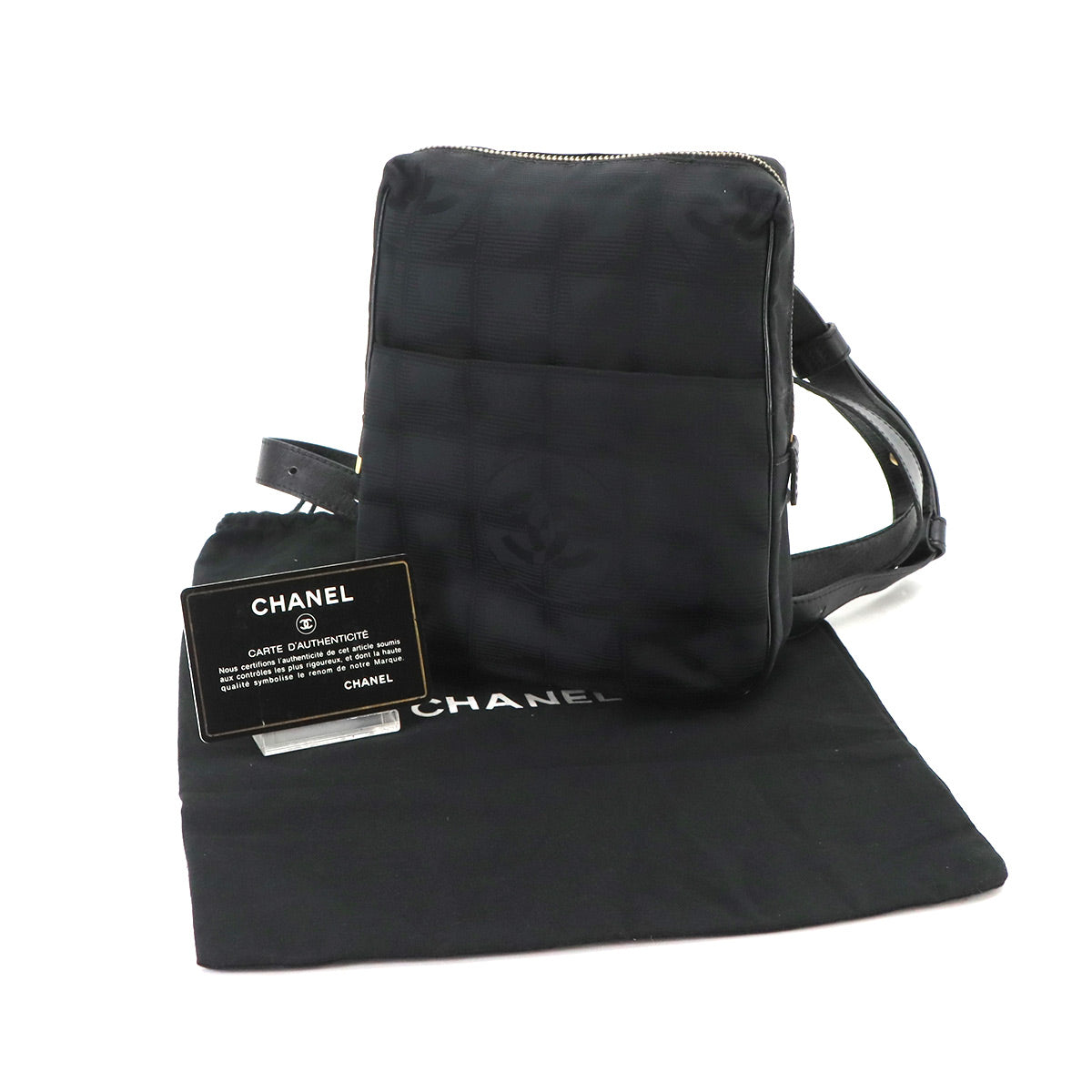 New Travel Line Shoulder Bag Nylon Leather Black A20513