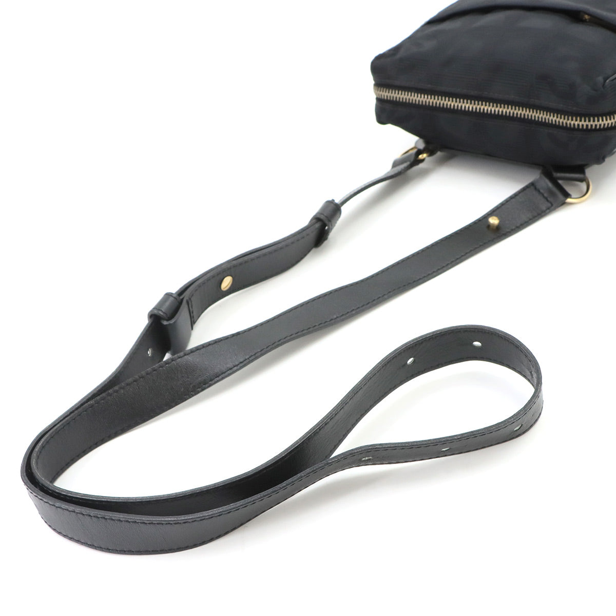 New Travel Line Shoulder Bag Nylon Leather Black A20513