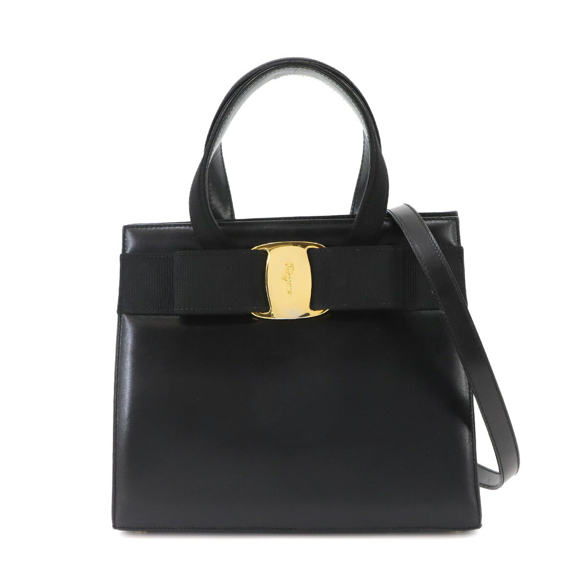 Vara 2way Hand Shoulder Bag Leather Black Purse