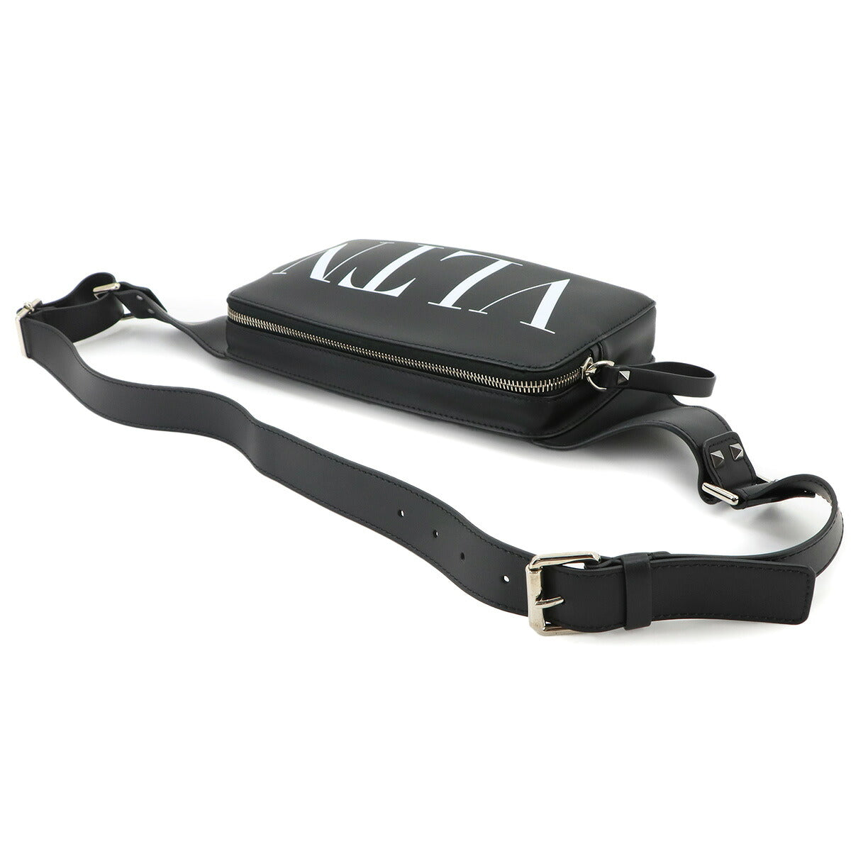 VLTN Belt Bag Body Waist Bag Leather Black White
