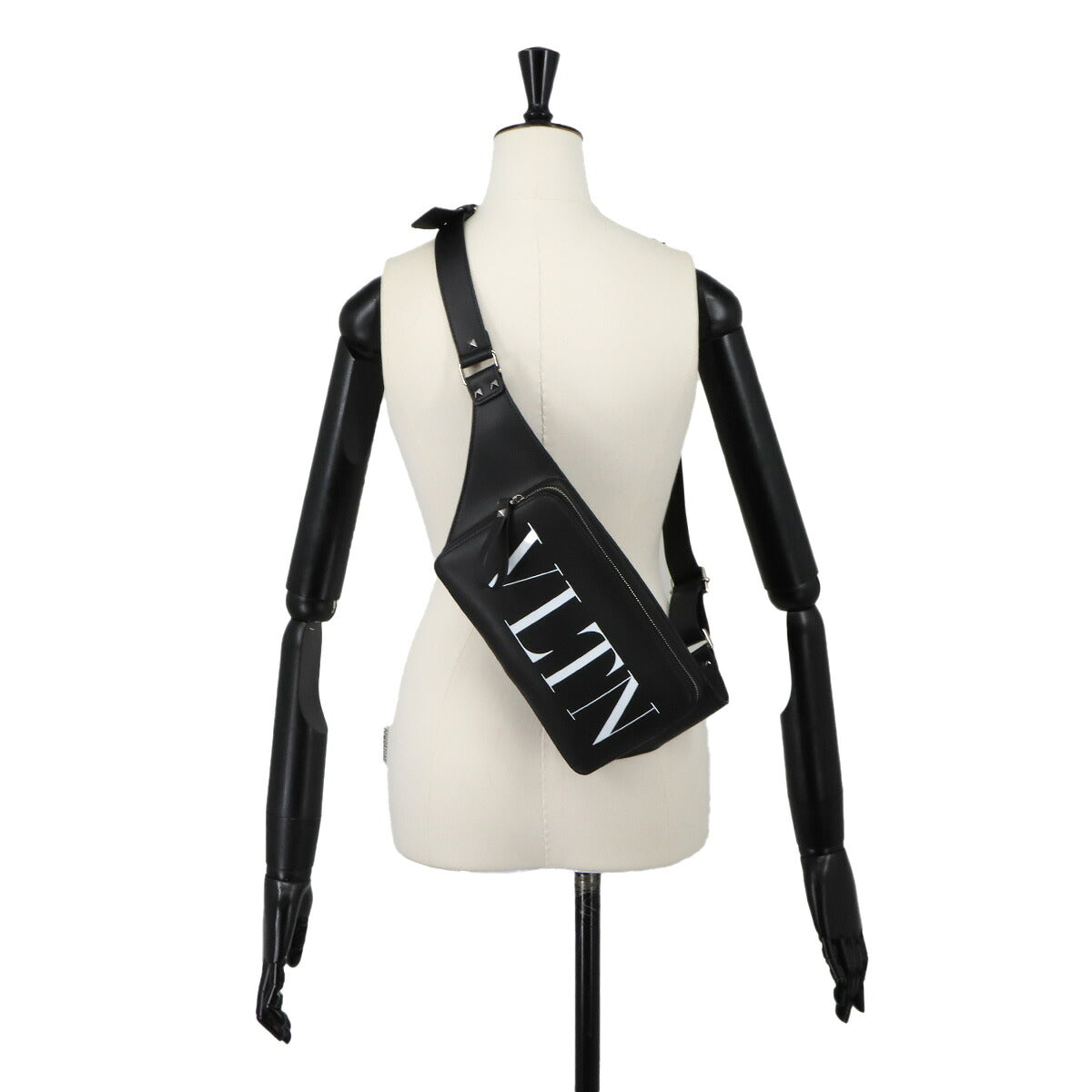 VLTN Belt Bag Body Waist Bag Leather Black White