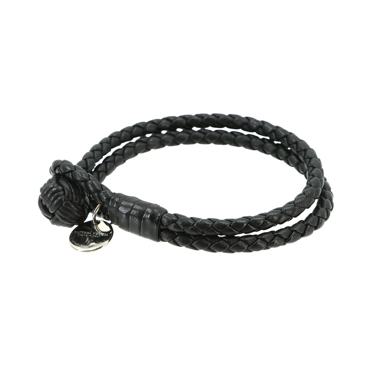 Intrecciato Bracelet Leather Black Accessory
