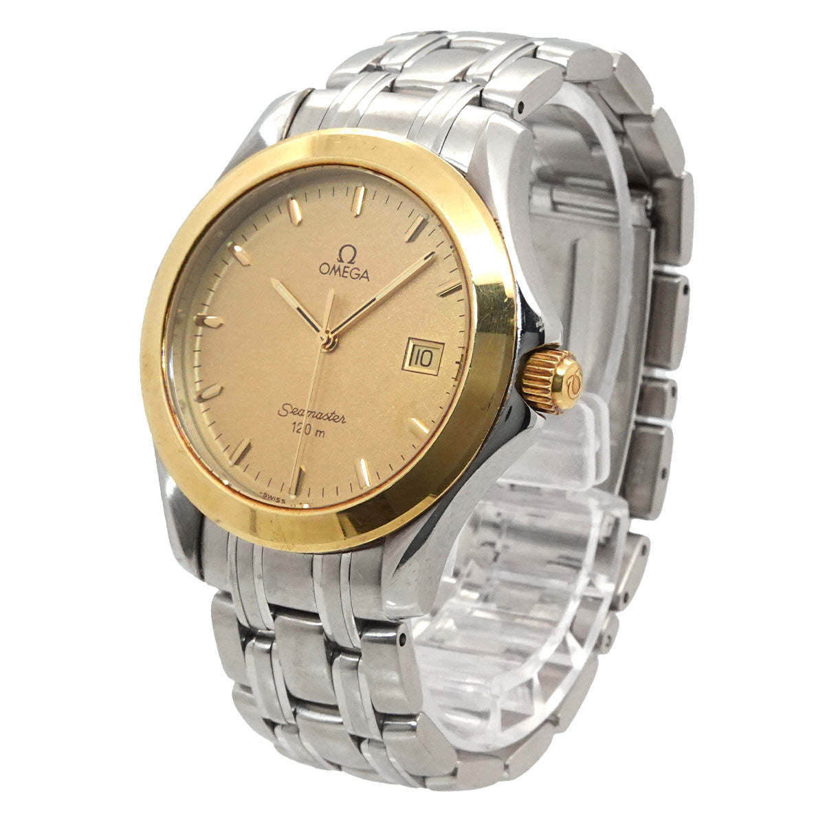 Seamaster 120 Date YG Quartz Gold Dial Mens Watch