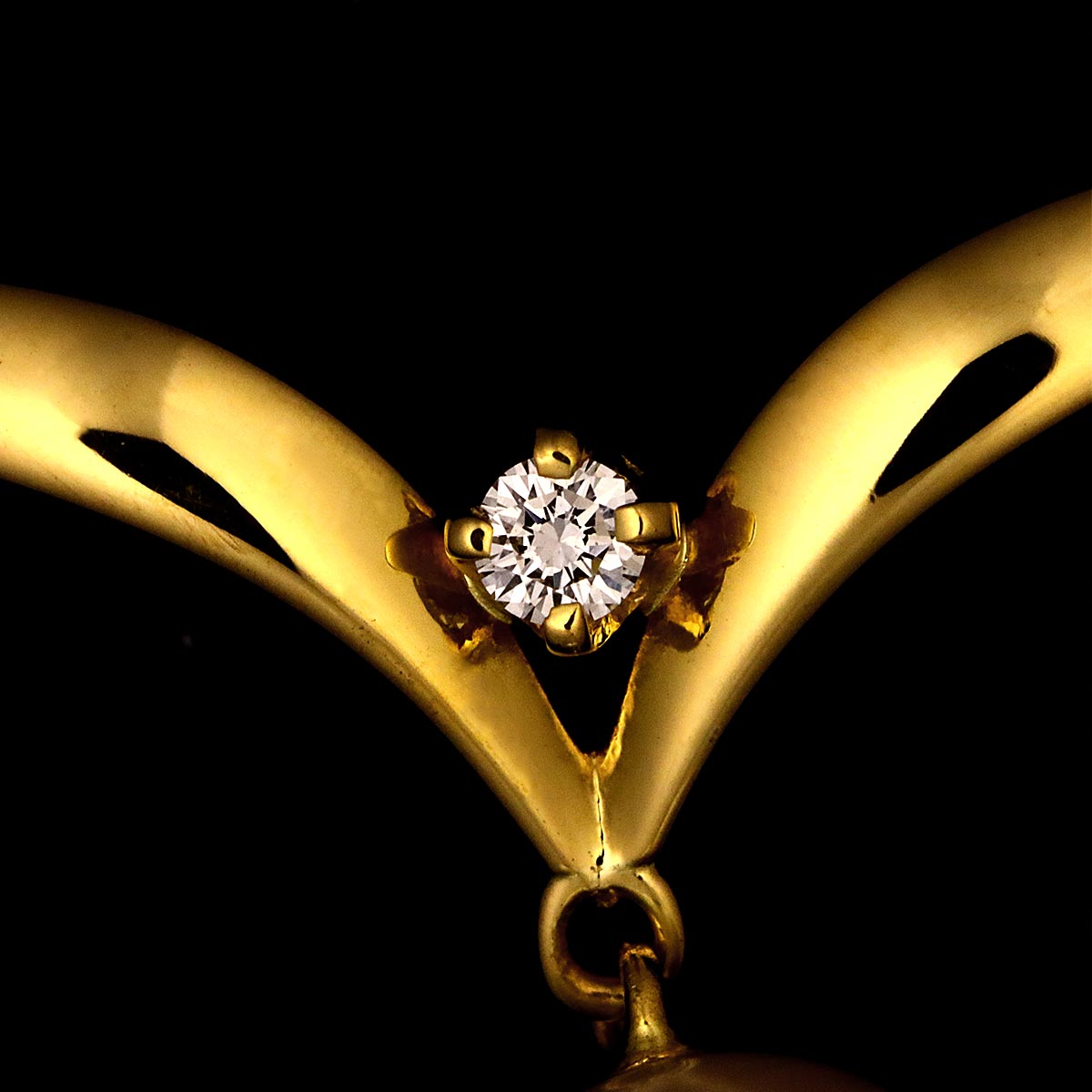 Akoya Pearl 7.2mm Diamond Necklace 18K Yellow Gold 750