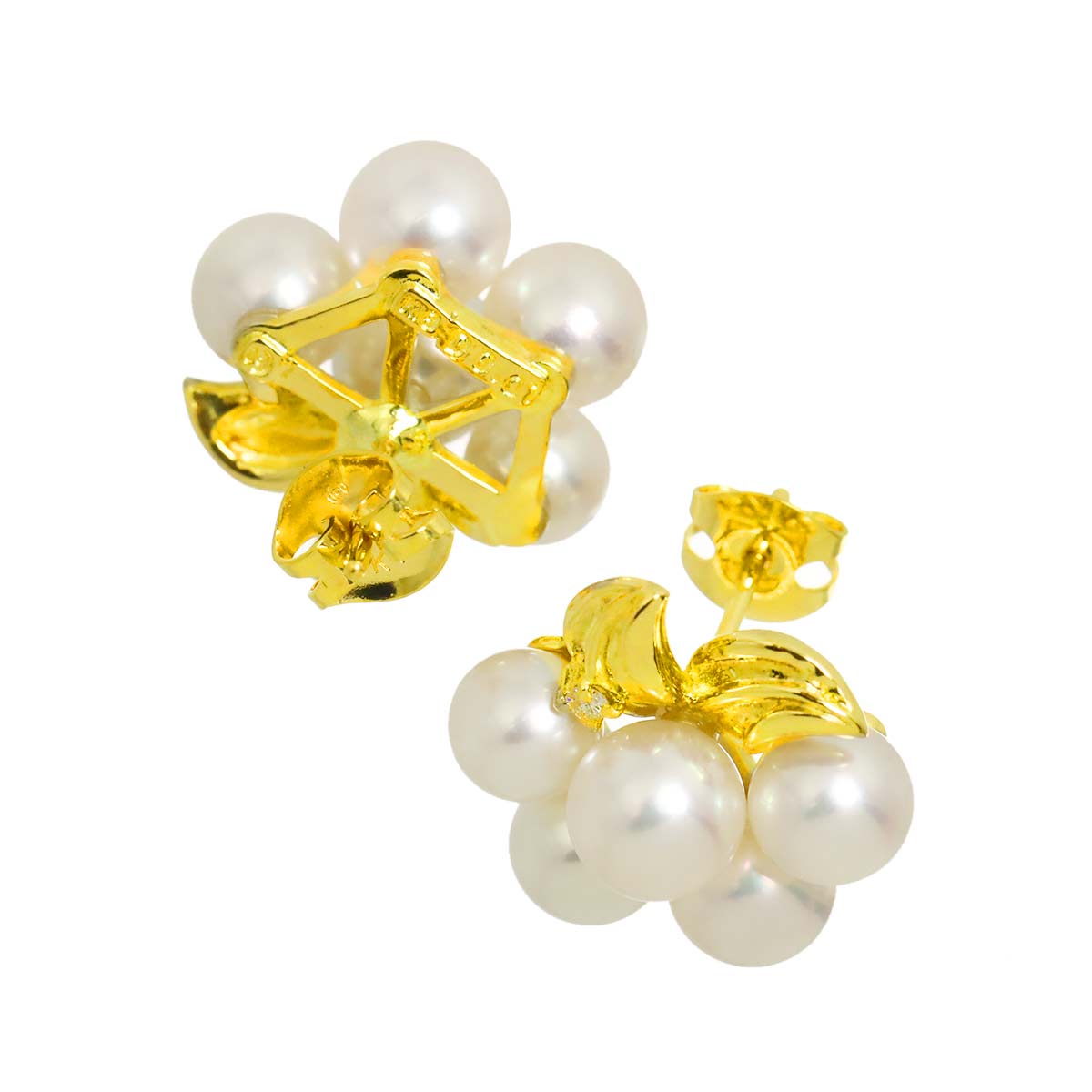 Akoya Pearl Diamond 0.01ct/0.01ct Earrings Pierced 18K YG 750