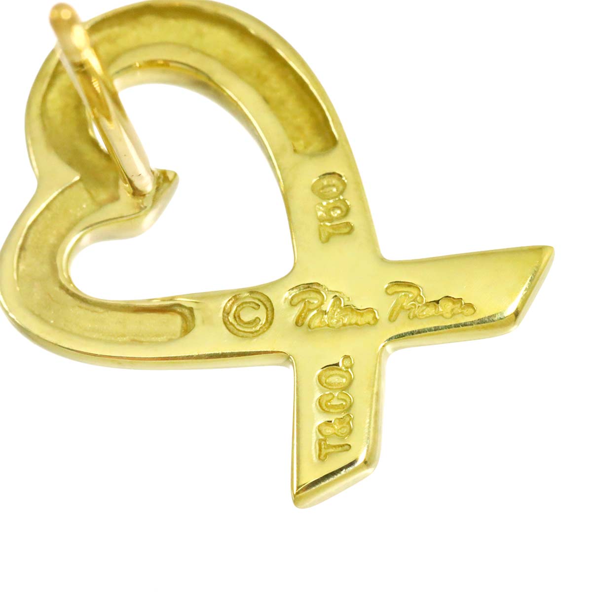 Loving Heart Earrings Pierced 18K Yellow Gold 750