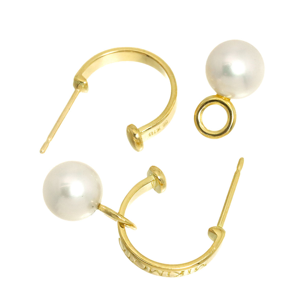 Akoya Pearl 7.3mm Earrings Pierced 18K YG 750
