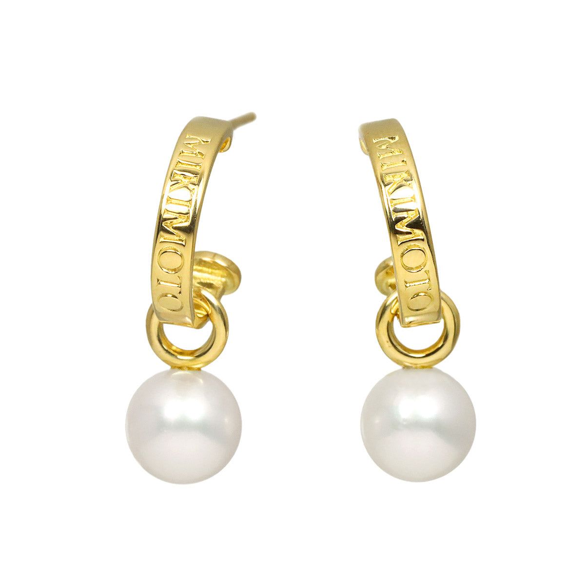 Akoya Pearl 7.3mm Earrings Pierced 18K YG 750