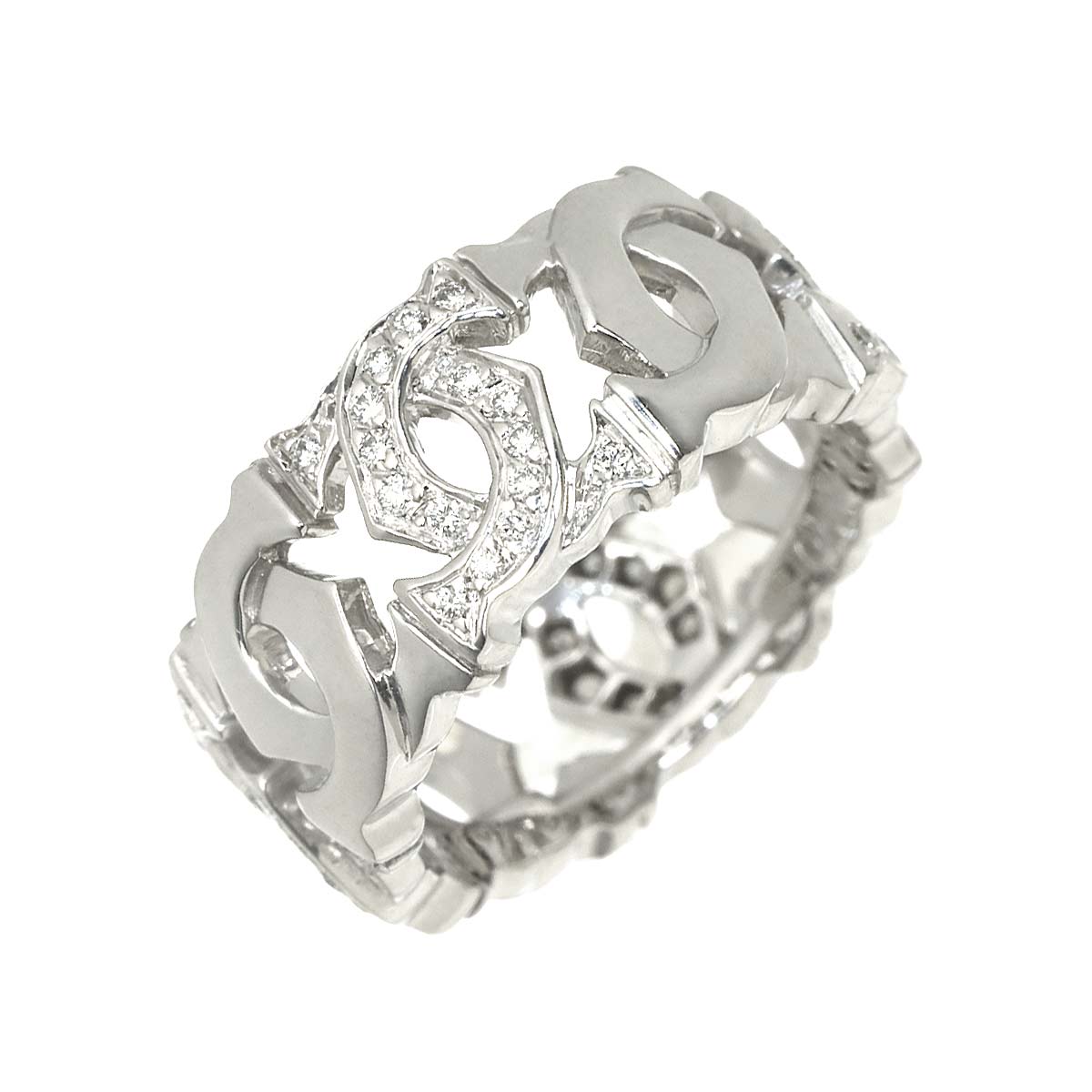 Diamond Ring 18K White Gold 750 size49 4.5-4.75(US)