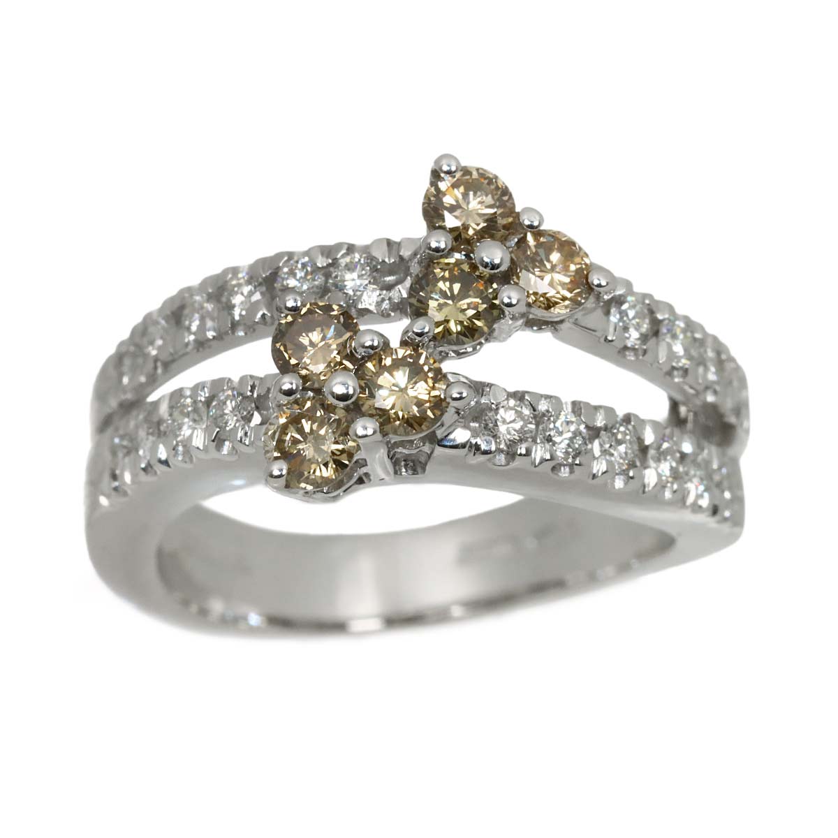 Diamond Ring 18K White Gold 750 size4(US)