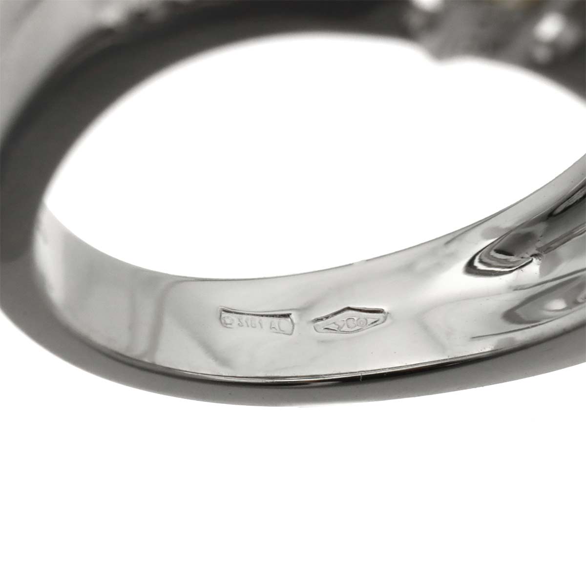 Diamond Ring 18K White Gold 750 size4(US)
