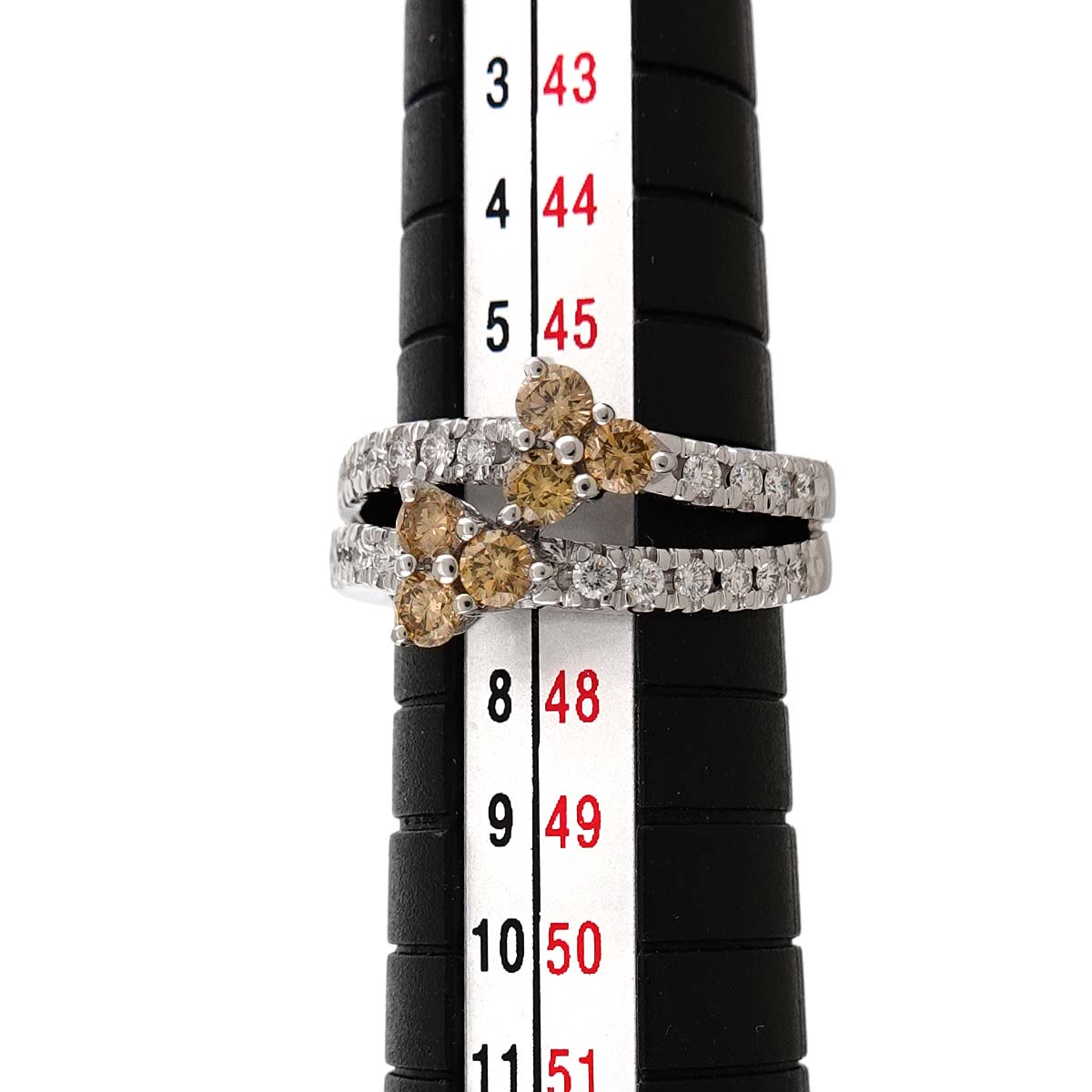 Diamond Ring 18K White Gold 750 size4(US)