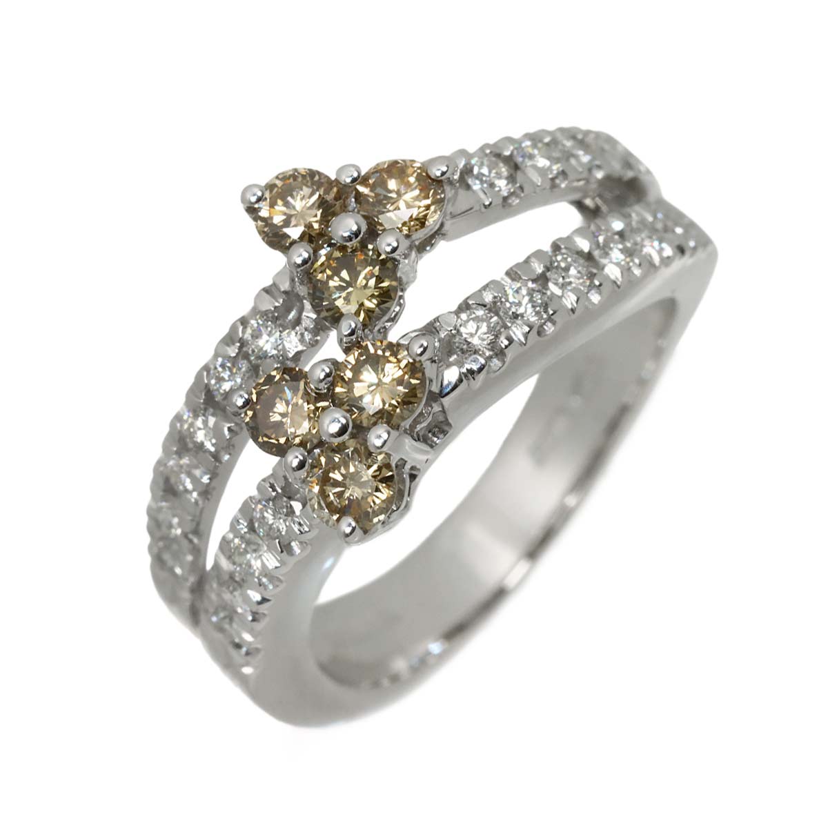 Diamond Ring 18K White Gold 750 size4(US)