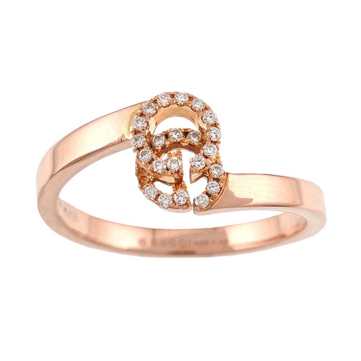 GG Running Diamond Ring 18K Pink Gold 750 size7 3.75-4(US)