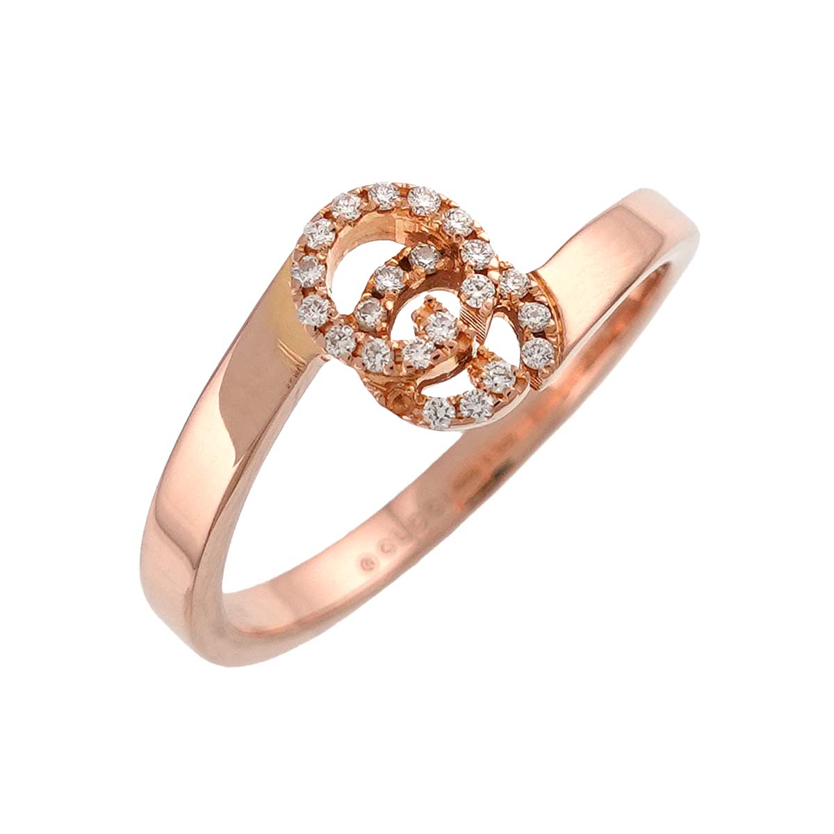 GG Running Diamond Ring 18K Pink Gold 750 size7 3.75-4(US)