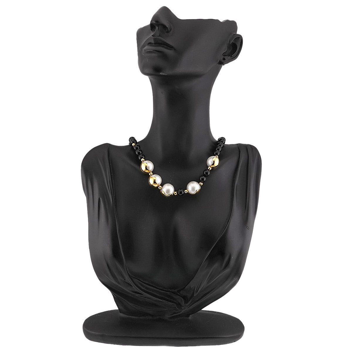 South Sea pearl 12.7-12.3mm Onyx Necklace 18K YG 750