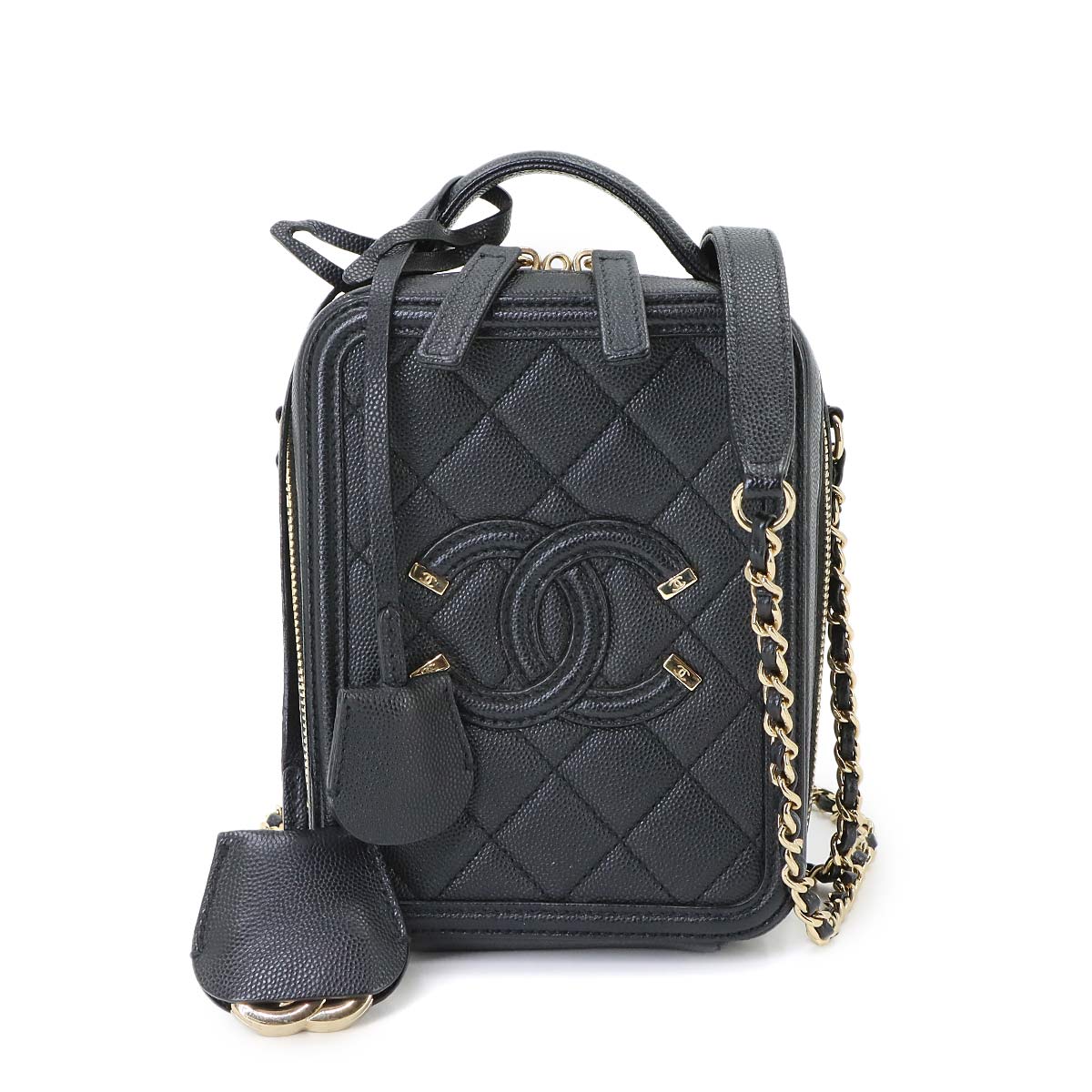 CC Filigree Vanity Shoulder Bag Leather Black