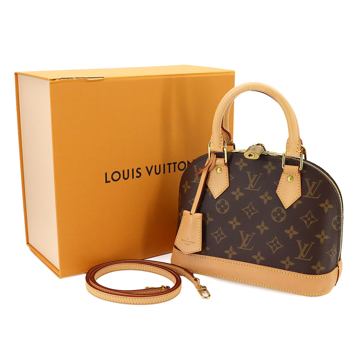 Monogram Alma BB Hand Shoulder Bag Leather Brown M53152