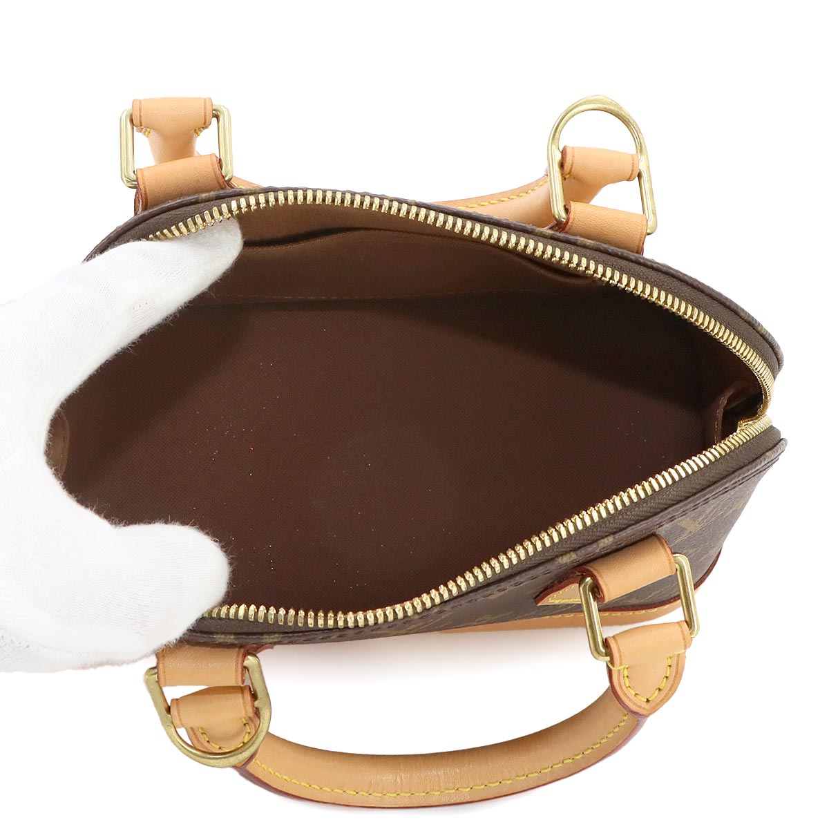 Monogram Alma BB Hand Shoulder Bag Leather Brown M53152