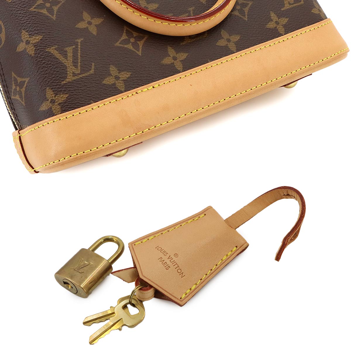 Monogram Alma BB Hand Shoulder Bag Leather Brown M53152