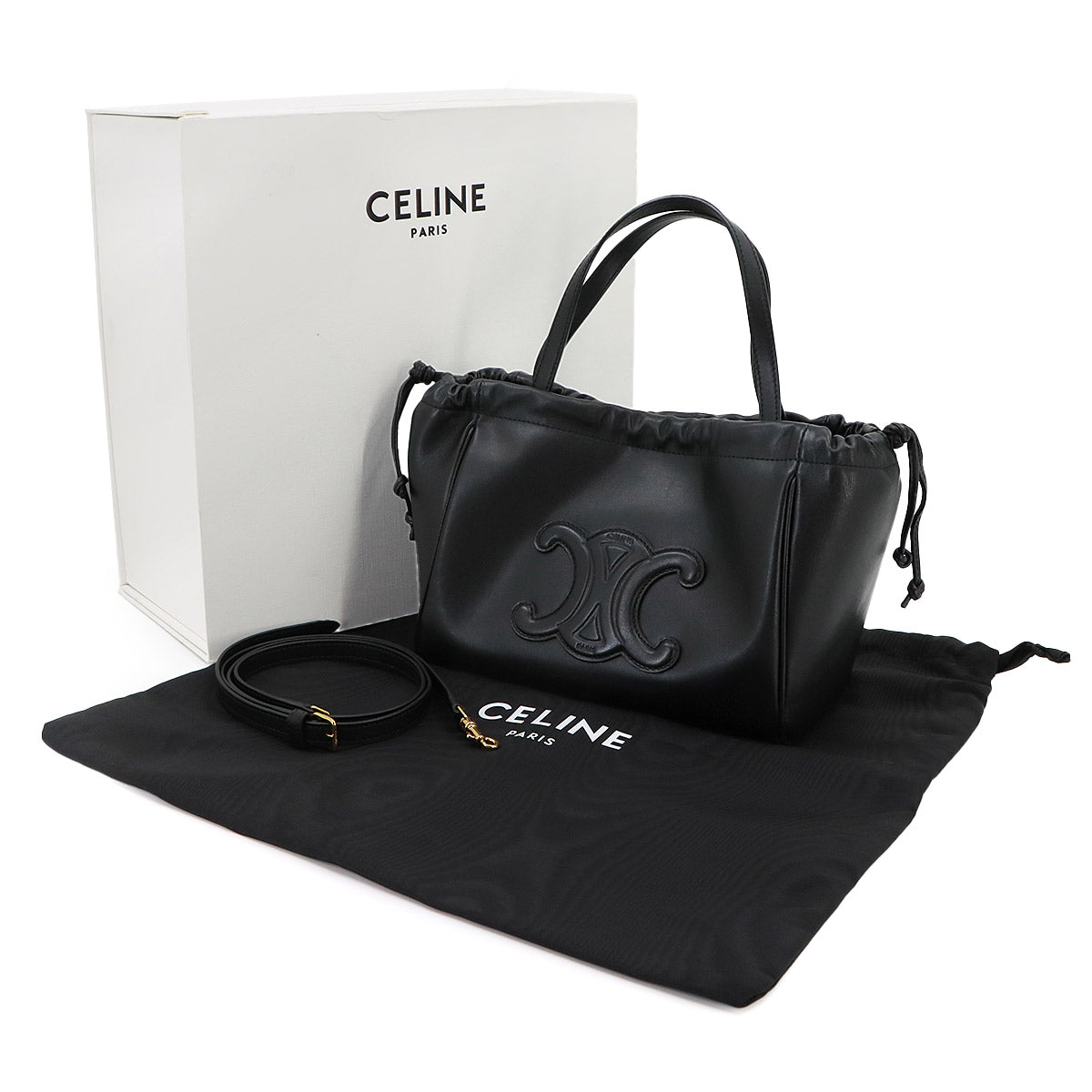 Small Cabas Drawstring CUIR Triomphe Hand Shoulder Bag 111013DU3