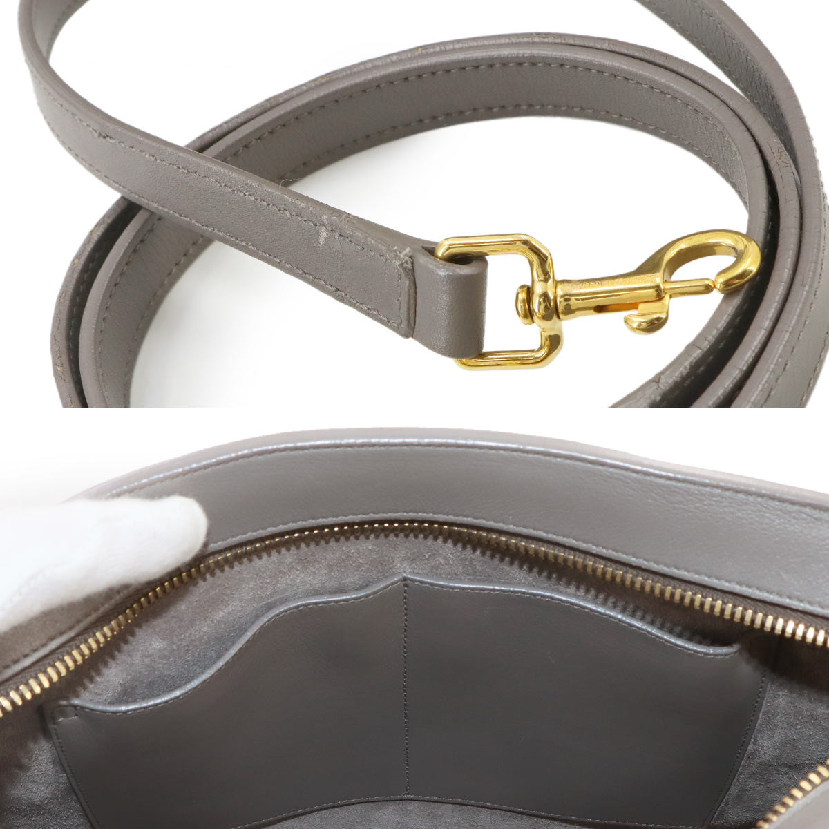 Monogram Cabas Hand Shoulder Bag Leather Gray 357395