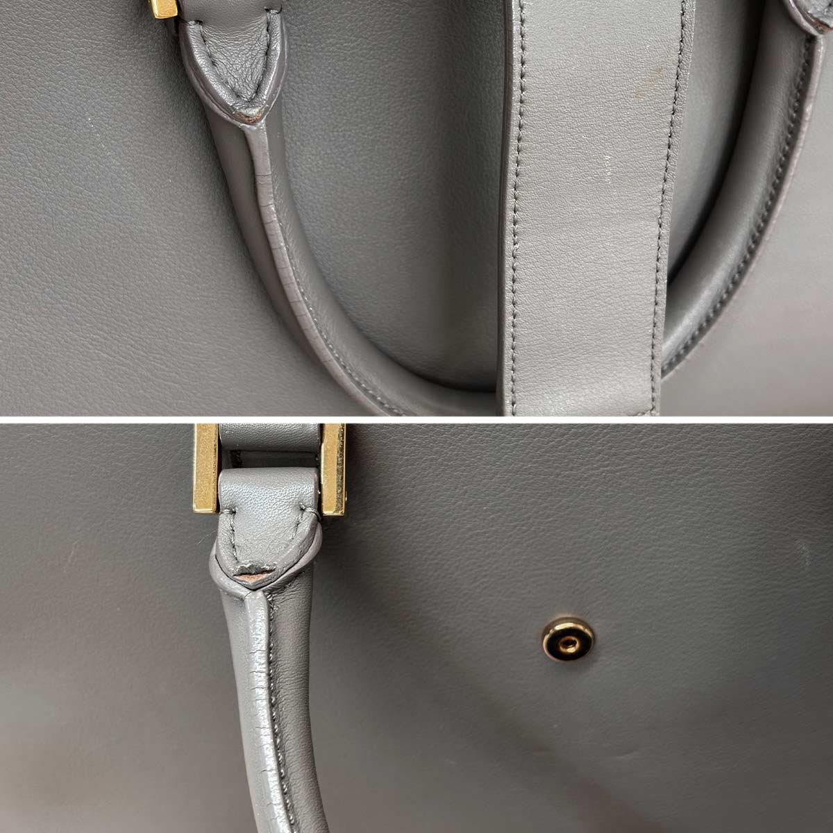 Monogram Cabas Hand Shoulder Bag Leather Gray 357395
