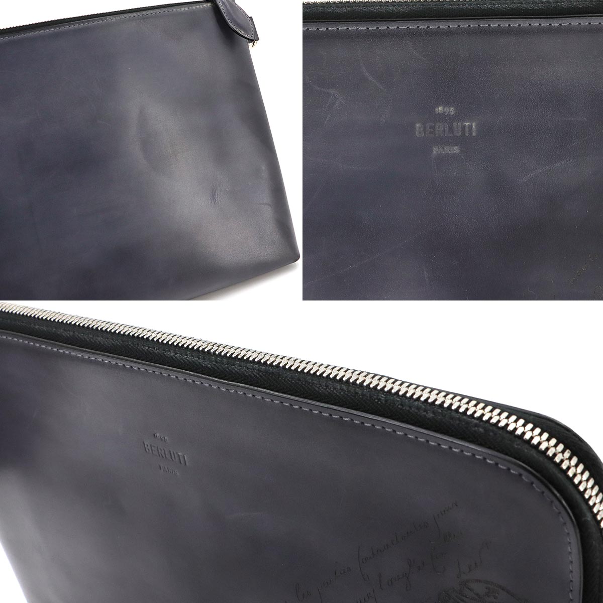 Nino GM Clutch Bag Venezia Leather Gray Purse
