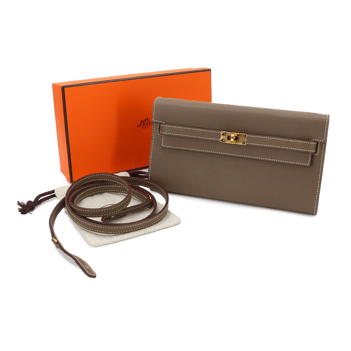 Kelly To Go Shoulder Wallet Epsom Etoupe Purse