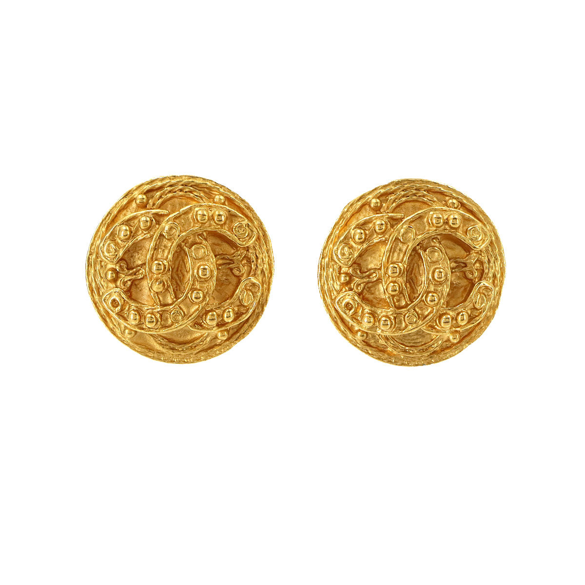 Coco Earrings Round type Gold 04A Vintage Accessory