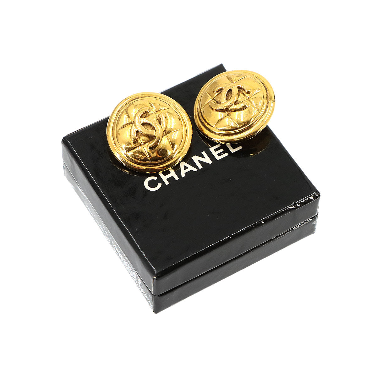 Coco Earrings Round type Gold Vintage Accessory