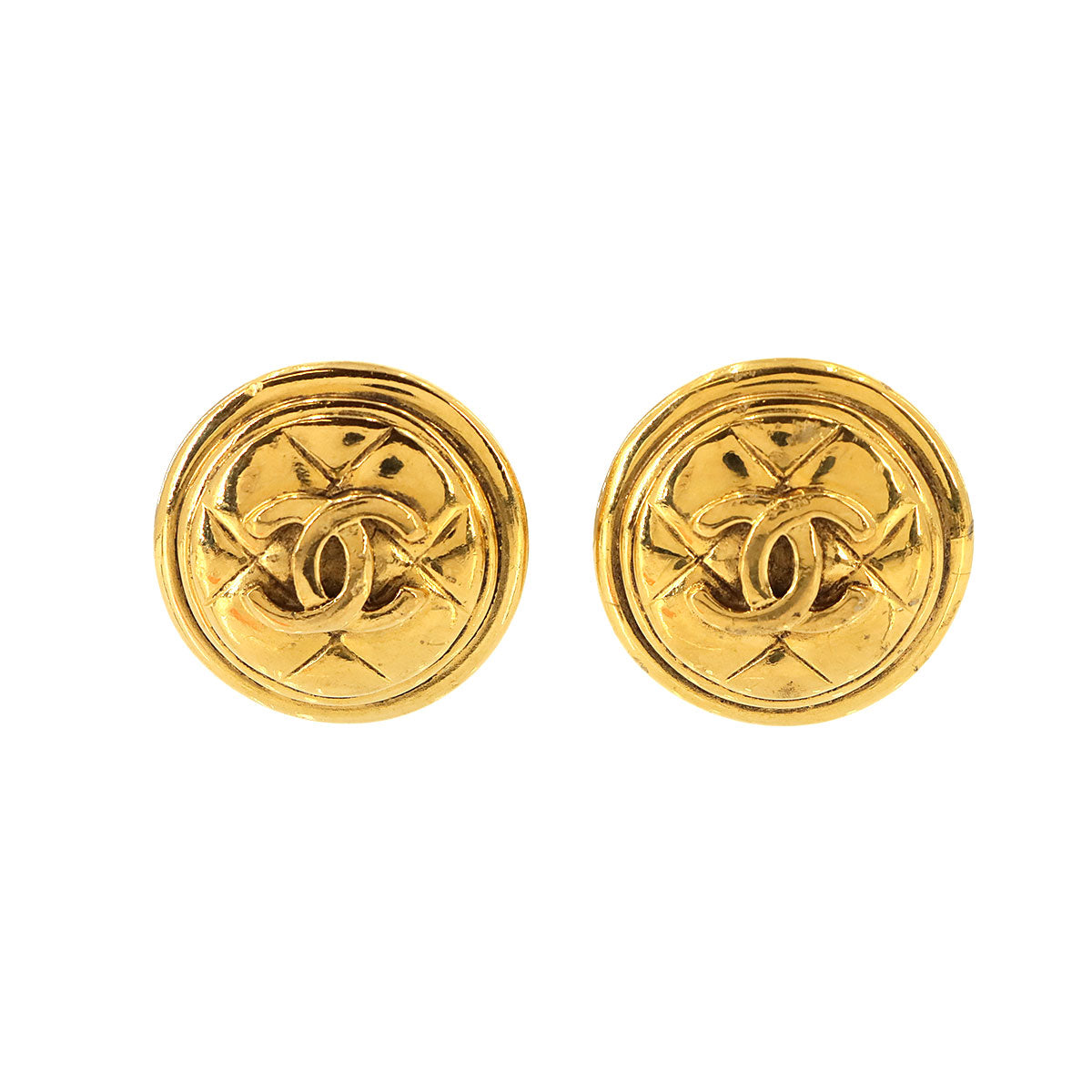 Coco Earrings Round type Gold Vintage Accessory