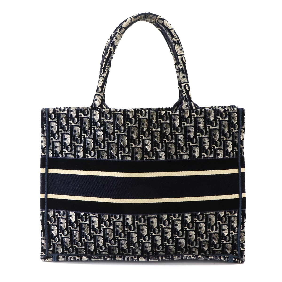 Oblique Book Tote Medium Bag Velvet Navy