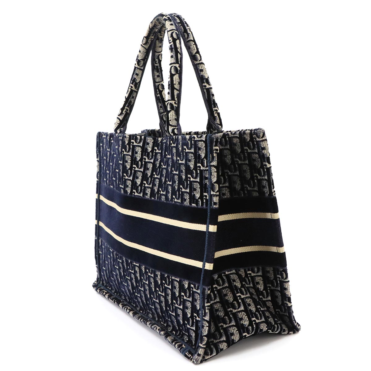 Oblique Book Tote Medium Bag Velvet Navy