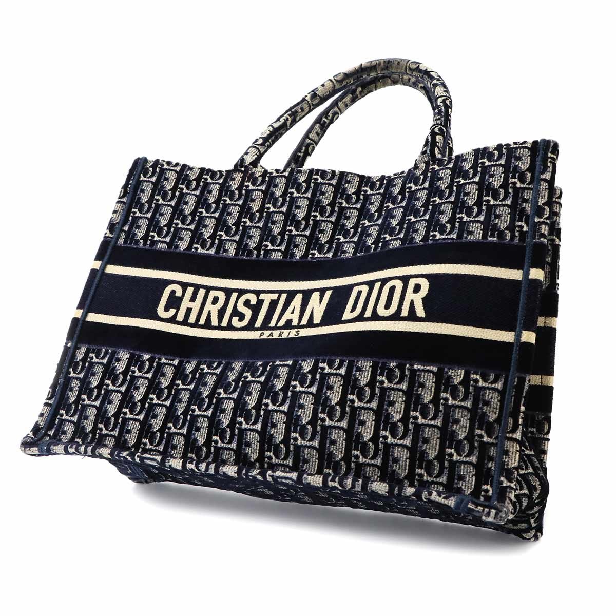 Oblique Book Tote Medium Bag Velvet Navy
