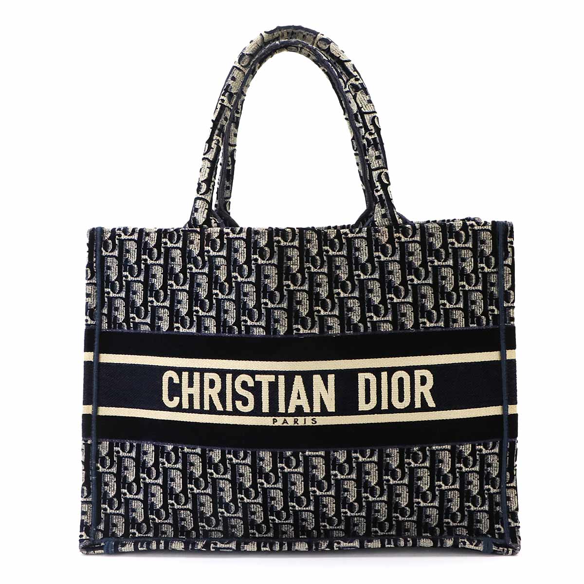 Oblique Book Tote Medium Bag Velvet Navy