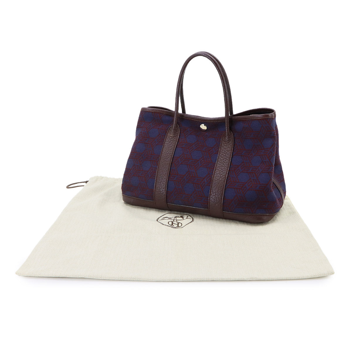 Garden Party TPM Tote Bag Toile Soie H Negonda Bordeaux Navy