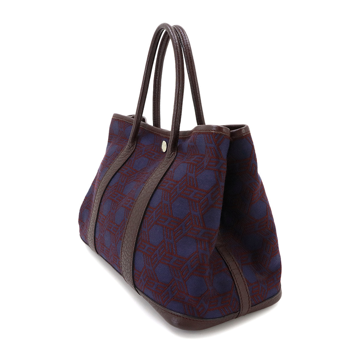 Garden Party TPM Tote Bag Toile Soie H Negonda Bordeaux Navy