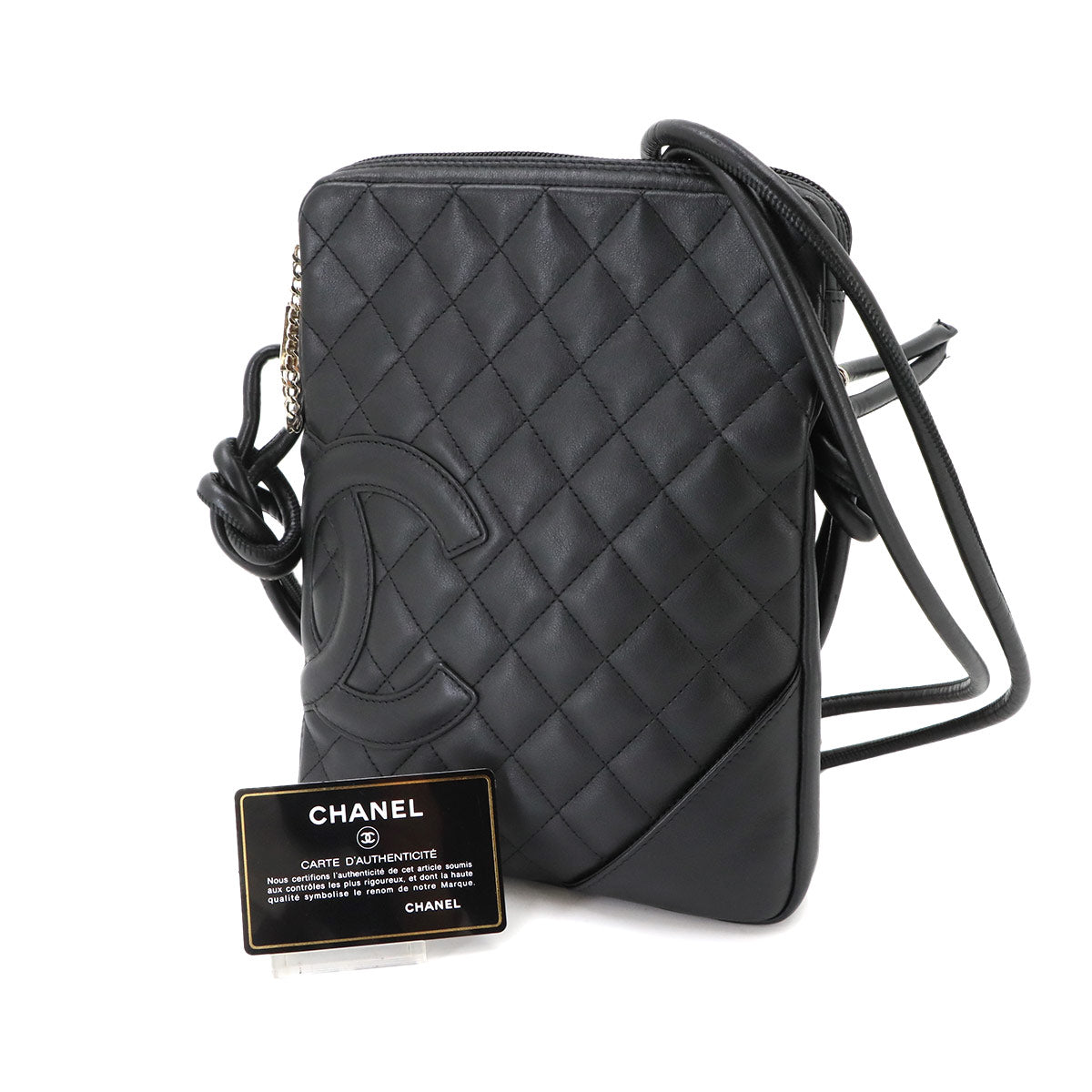 Cambon Line Shoulder Bag Leather Black A25178 Purse